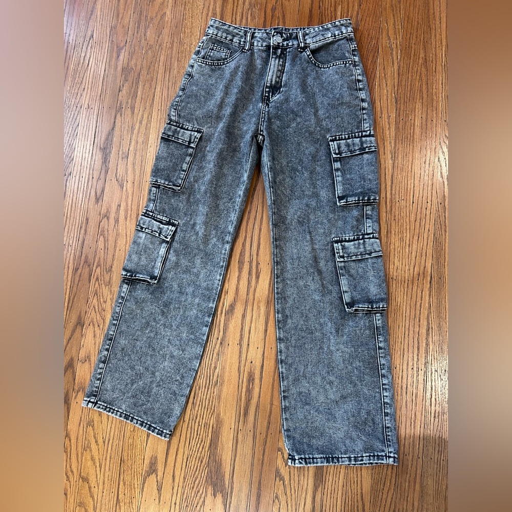 Wide leg Gray Cargo Jeans for Women - size M - Picture 3 of 6
